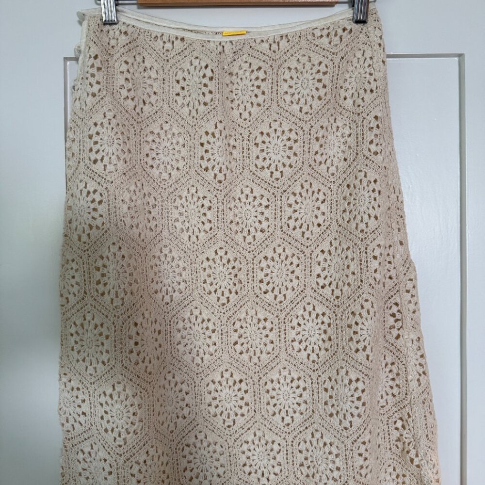 Agua Bendita Women's Floral Crochet Ivory Tove Seed Skirt Size - S - Picture 5 of 7